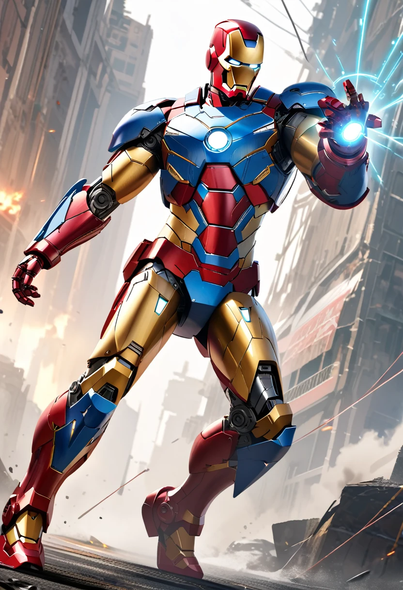 Iron Man is realistic, enlarged and clear, without too many complicated lines. Mark VIII blue armor has a rescue hook on the left hand