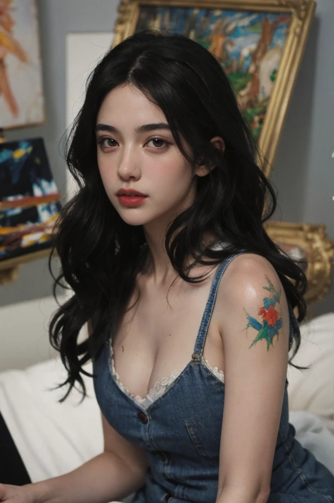 (masterpiece, top quality, best quality,8k,17 years old girl,ultra detailed,raw photo:1.5),(photorealistic:1.4), PerfectNwsjMajic, , Surrealism, UHD, ccurate, Super detail, textured skin, High detail, Best quality, dynamic angle, (high nose,White skin),[Beautiful eyes],[flat chest:large breasts:0.5],(1girl),(good anatomy:0.5)),(Oil painting: 1.5),

\\

A woman with long black hair,(cocotte dress, face victoria,victorian, France), (a detailed painting: 0.353), (Gothic art: 0.106)