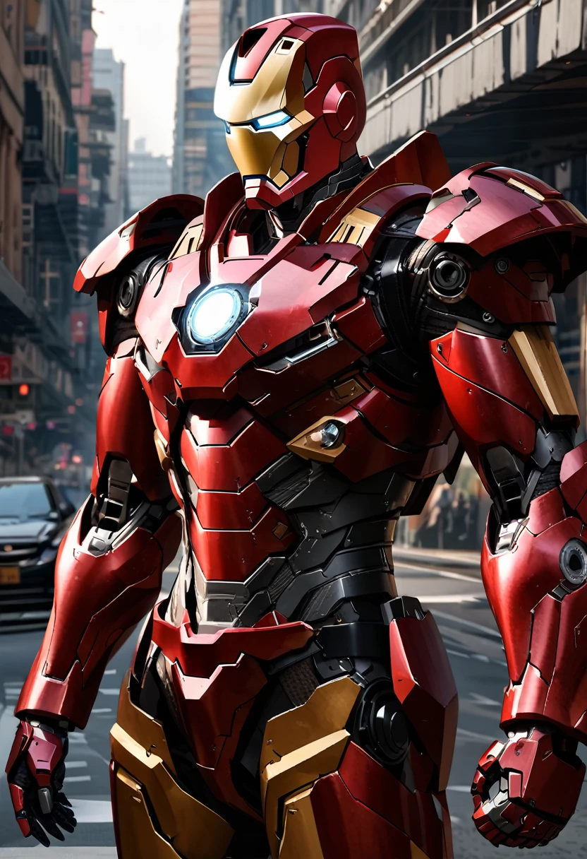 Iron Man is realistic, enlarged and clear, without too many complicated lines. The Mark X armor is black and has cannons on the shoulders. The helmet is gray.