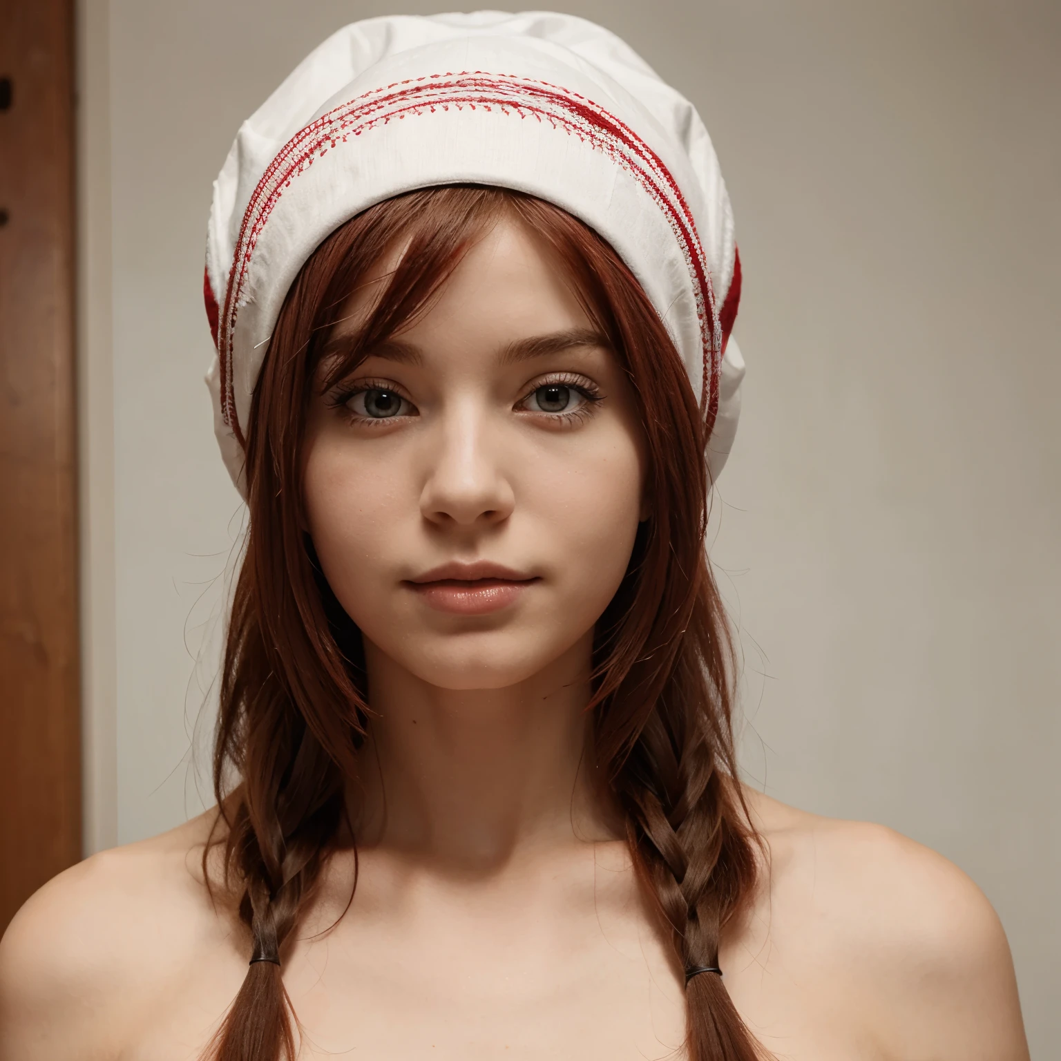 Girl White Skin hair Red with bonnet
