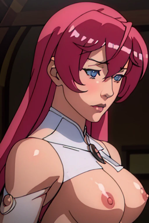Masterpiece, Artgerm (Stanley Lau) style, gothic aesthetic, best quality, ultra realistic, 16k, crazy resolution, UHD, ultra-detailed, detailed eyes, detailed skin, detailed hair, detailed face, detailed fabric, detailed texture, ( 1 beautiful young woman, alone: 1.1),tall, Sakuragi Otome | Otome Dori, long red hair, gothic beauty, vibrant green eyes, tanned (yellow) skin, portrait, rocker clothes, High detail RAW color art, (detailed skin texture), (Muscle) detail, sharp focus, dramatic and photorealistic painting art of midjourney, natural breasts, (sideboob:1.2), jewelry, (realistic eyes), cowboy shot, V-shaped real eyes, ((hourglass shape)), hot naked, ( Blurred in vibrant cinematic light), atmosphere warm, Show all, ultra-detailed, fine details, nude, sexy waist, (proportional) big hips, thick thighs, tall, sexy, Natural Color Lip, face with expression of pleasure and tiredness, different sensual poses in different angles, dark room gothic with cinematic lights (blurred background)、20 years old、dream atmosphere