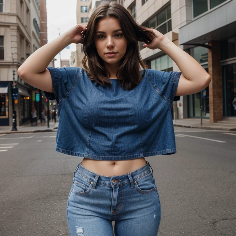 American woman in Jeans and top