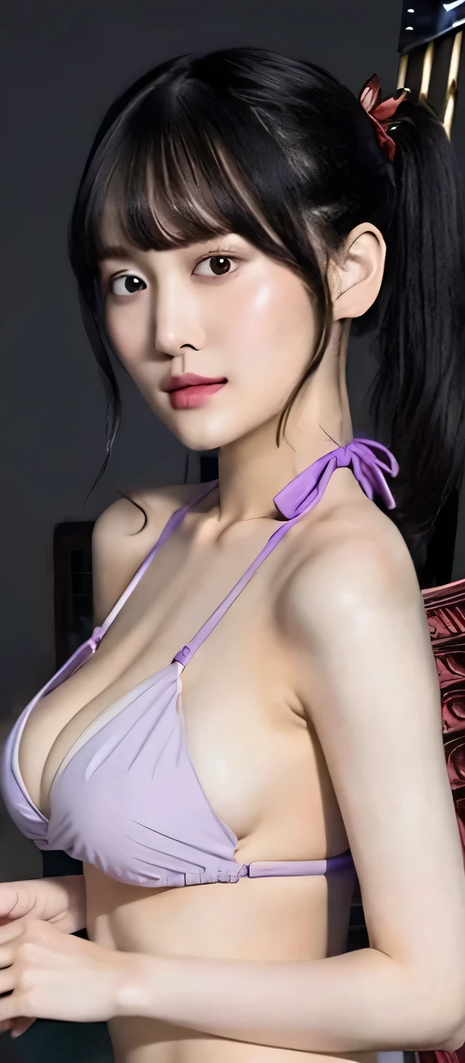 Wearing a light purple bikini、(Big Breasts:1.2)