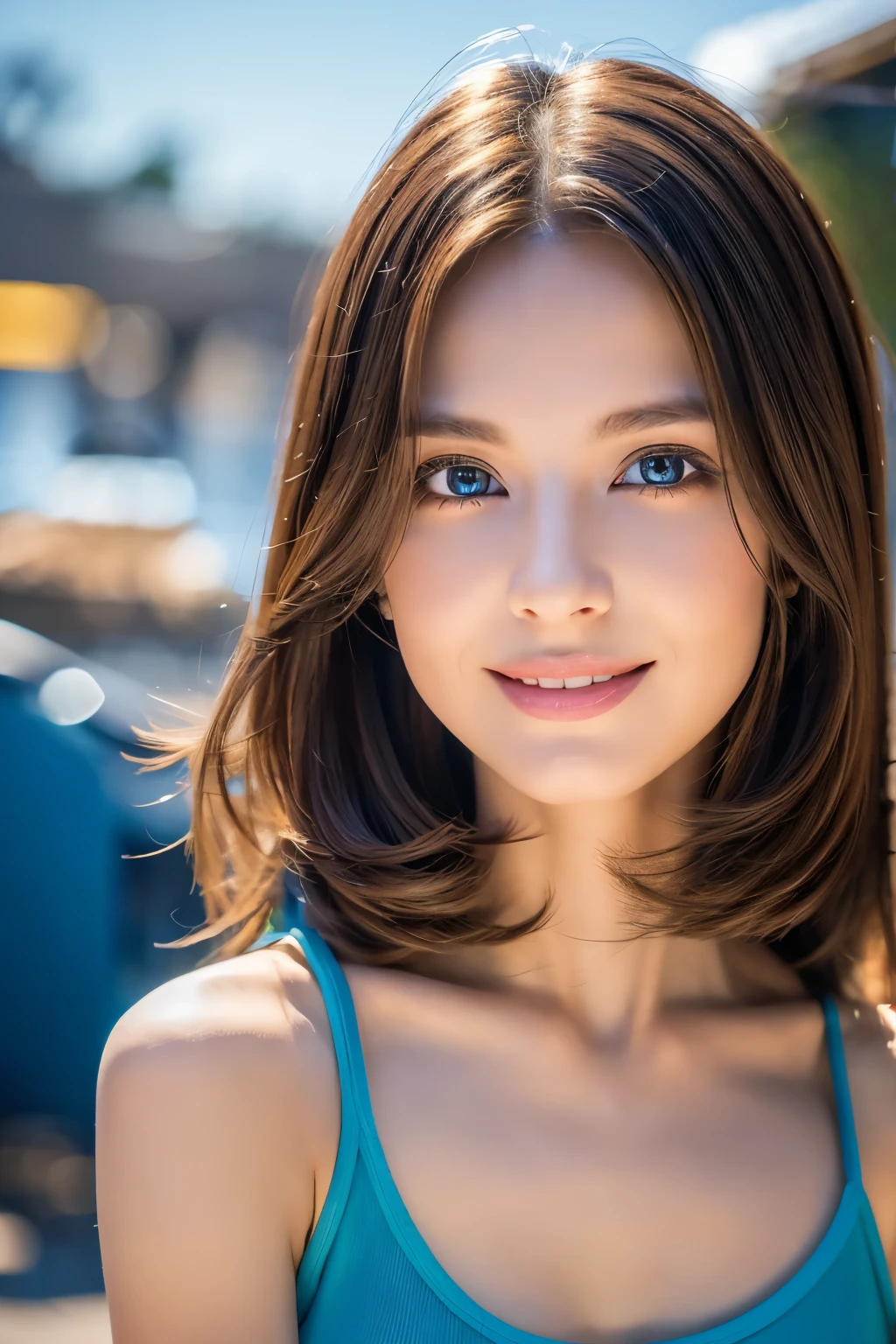 8K,Brown short hair,Pretty black American woman,Super Beauty(Like the real thing),Colorful summer clothes,Shorts,Big smile,Lakeside,Perfect Anatomy,charm,Volume measurement,Body balance,Digital single-lens reflex camera, Soft lighting, 詳細なbackground, Written boundary depth, Volumetric lighting, Sharp focus, Absurd, Realistic proportions, Excellent anatomy, (Realistic, 超Realistic:1.4), 16K HDR, dawn,A High Resolution,super Realistic 肌,Super beautiful expression,Fantasy art,Character Art,Wind effects:1.9、Cloud Effect:1.2、Full Rendering、Professional quality high resolution、Perfect contrast、Perfect lighting、Perfect composition、Perfect Skin、Perfect Fingers、Perfect breasts、Perfect Hair、Perfect Face、Realistic facial features,super highest quality,Slim figure,Perfect body line,Perfect hand shape,Anatomical body balance,Highly detailed face,Highly detailed eyes,Beautiful Lips,Excellent light particles,Cinema Lighting,Makeup,Ultra-high resolution,Ultra-Realistic Skin,Dynamic pose,Blue Eyes,Beautiful woman at the blackboard,background,landscape,