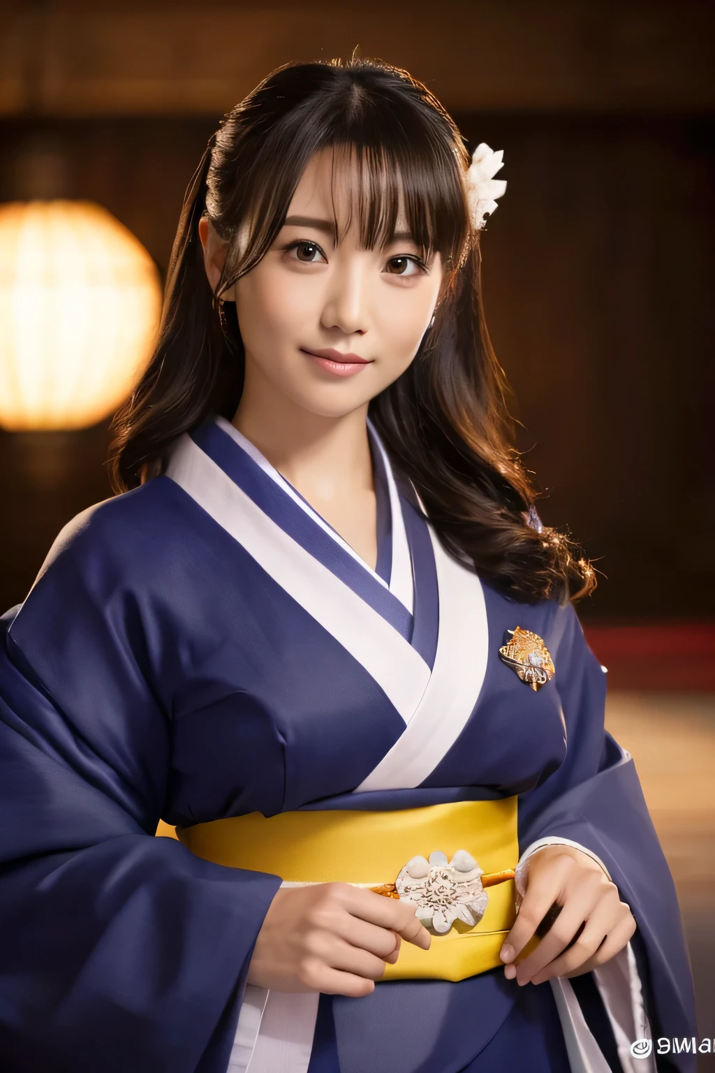 ((highest quality, 8k, masterpiece: 1.3)), Sharp focus: 1.2, (Super beautiful face: 1.0), (The beauty of slim abs: 1.0), (Shiny skin: 1.0), Realistic photos, Black Hair, Realistic students, Video Lighting, High resolution eyes and face, Video Lighting, (Cowboy Shot: 1.3), (kimono, In the same way, heart: 1.4), (Cute Japanese Actress), Originally, traditional kimono, Happy, Looking at the audience, from the front,(Big Breasts:1.2)