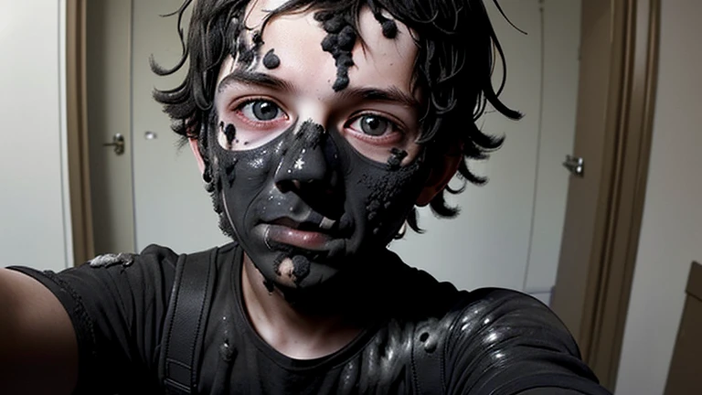 Selfie of science-loving boy covered in soot after explosion