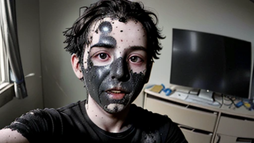 Selfie of science-loving boy covered in soot after explosion