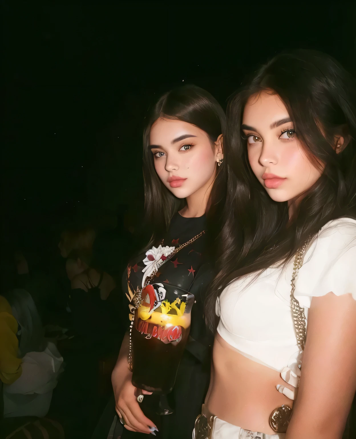 two women standing neXt to each other at a , dos modelos en el marco, ariana marca, charli bowater y artgeem, hermosos gemelos geminis, foto de perfil, Apariencia guay, X, ambos tienen labios rojos, soft devil queen cerveza madison, they are close to each other, caras hermosas, chicas hermosas, modelo de instagram, cerveza madison, bella poarch