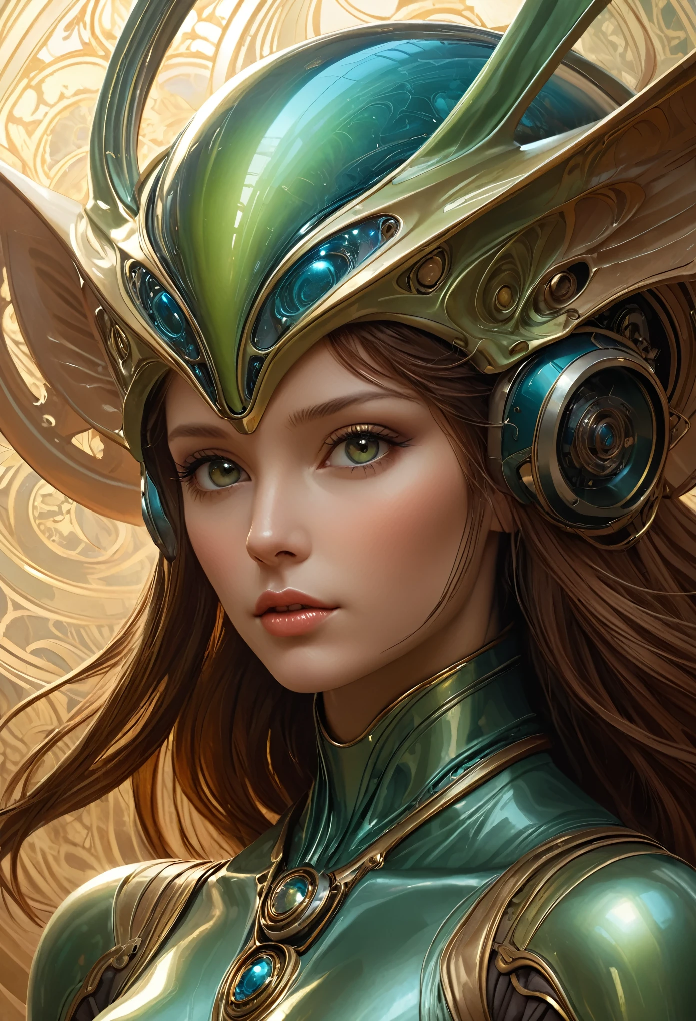 ((Best Quality, masterpiece:1,1), Fantastic view of humanoid alien , Hyper-realistic, insanely detailed This masterpiece of digital art can be compared with the wonderful works of Artgerm., Greg Rutkowski, and Alphonse Mucha