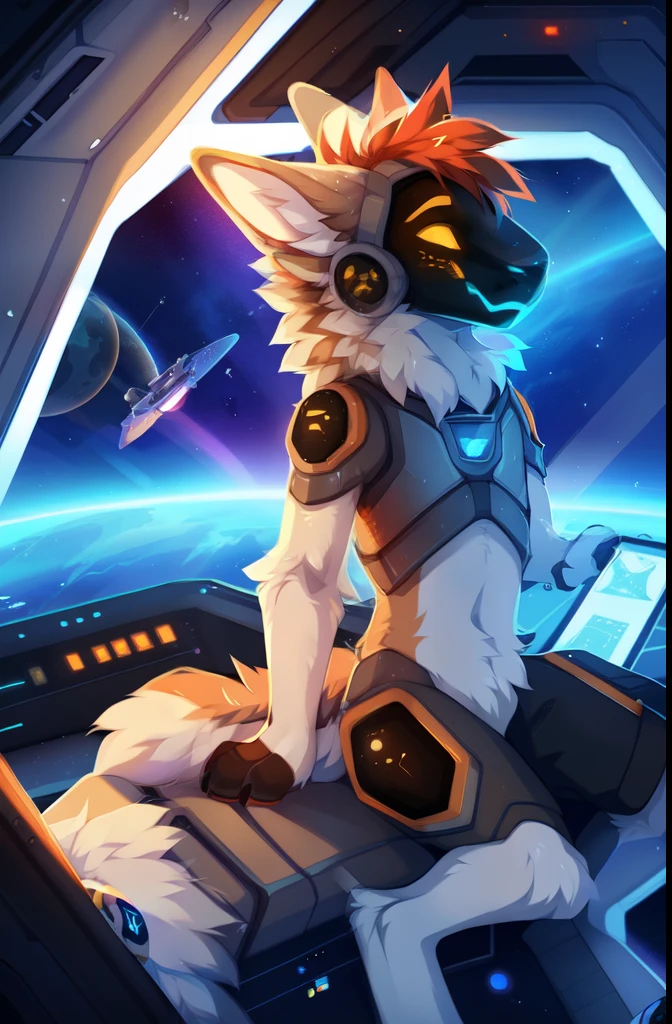 solo,full body,Grey Metal Male,protogen,astronaut,Space,Spacecraft,Science Fiction,space station,Stellaris, ((by keihound, by reysi)), by Zackary911, by hyattlen, by fumiko, by fluff-kevlar, Furry, Anthro,