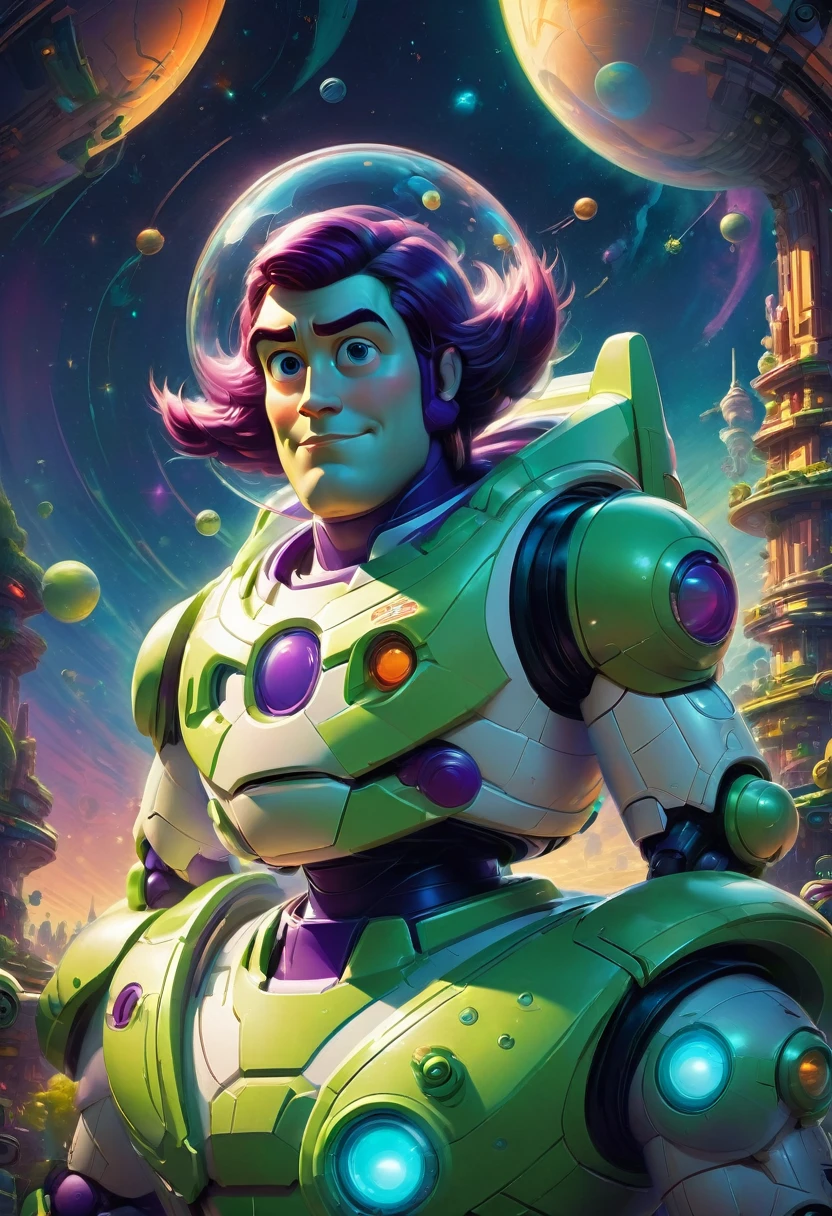 Buzz Lightyear, by James Gilleard, best quality, masterpiece, very aesthetic, perfect composition, intricate details, ultra-detailed