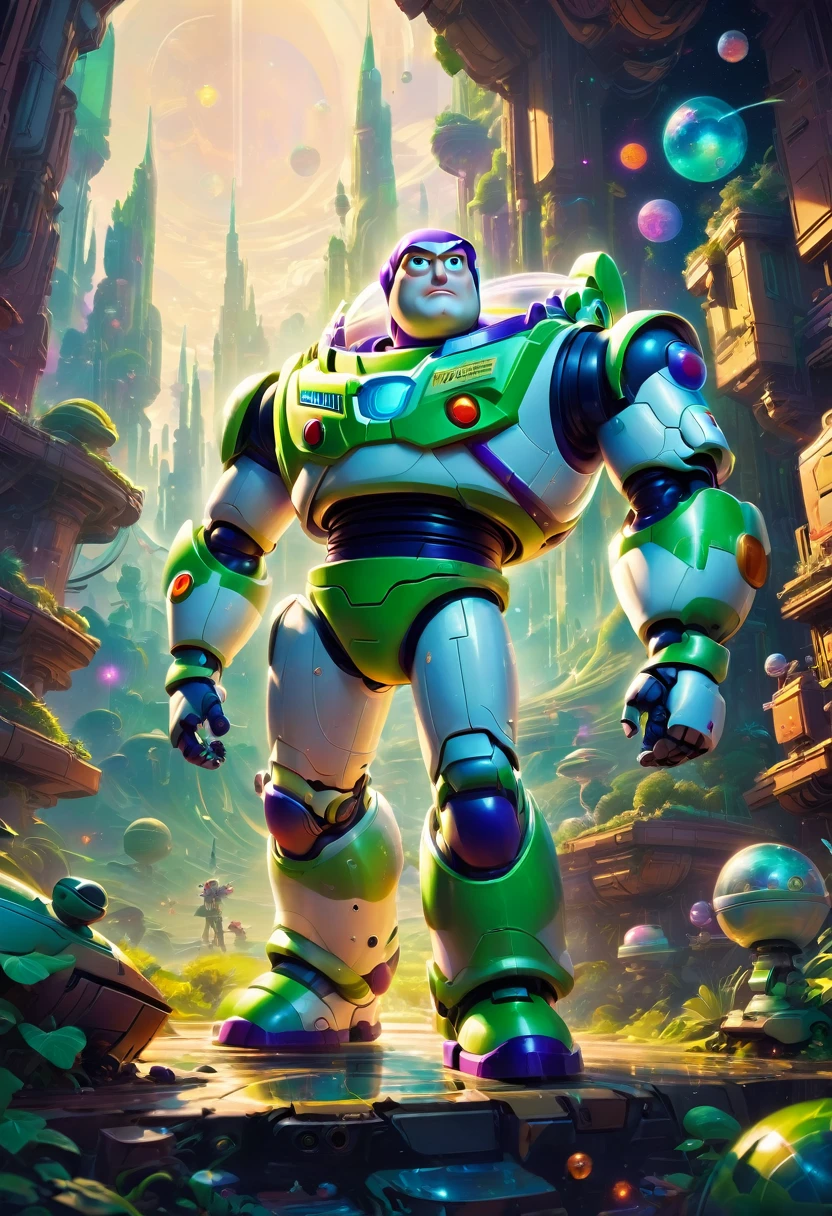Buzz Lightyear, by James Gilleard, best quality, masterpiece, very aesthetic, perfect composition, intricate details, ultra-detailed