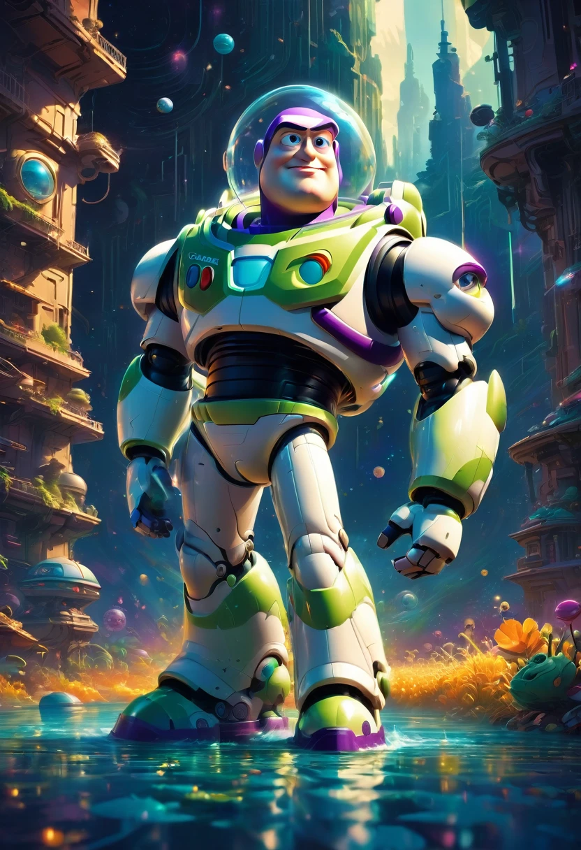 Buzz Lightyear, by James Gilleard, best quality, masterpiece, very aesthetic, perfect composition, intricate details, ultra-detailed