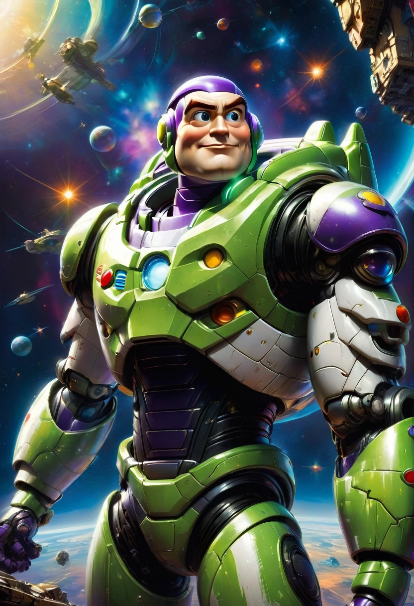 Buzz Lightyear, by Chris_Foss, best quality, masterpiece, very aesthetic, perfect composition, intricate details, ultra-detailed
