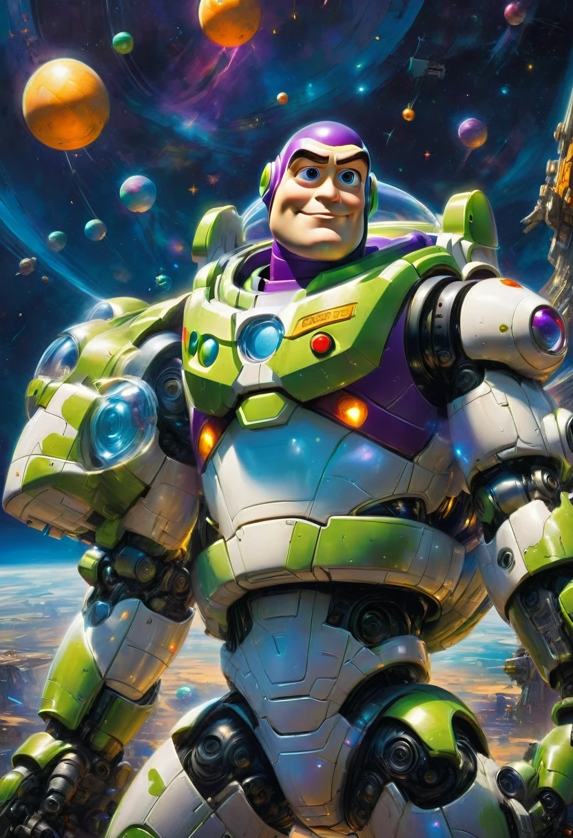 Buzz Lightyear, by Chris_Foss, best quality, masterpiece, very aesthetic, perfect composition, intricate details, ultra-detailed