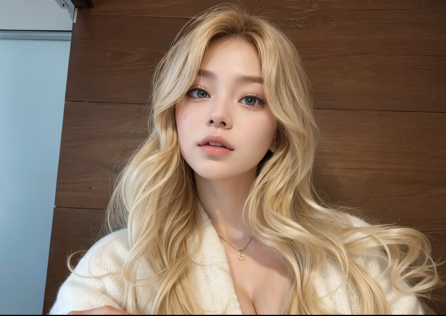 blonde hair, foxy eyes, jennie