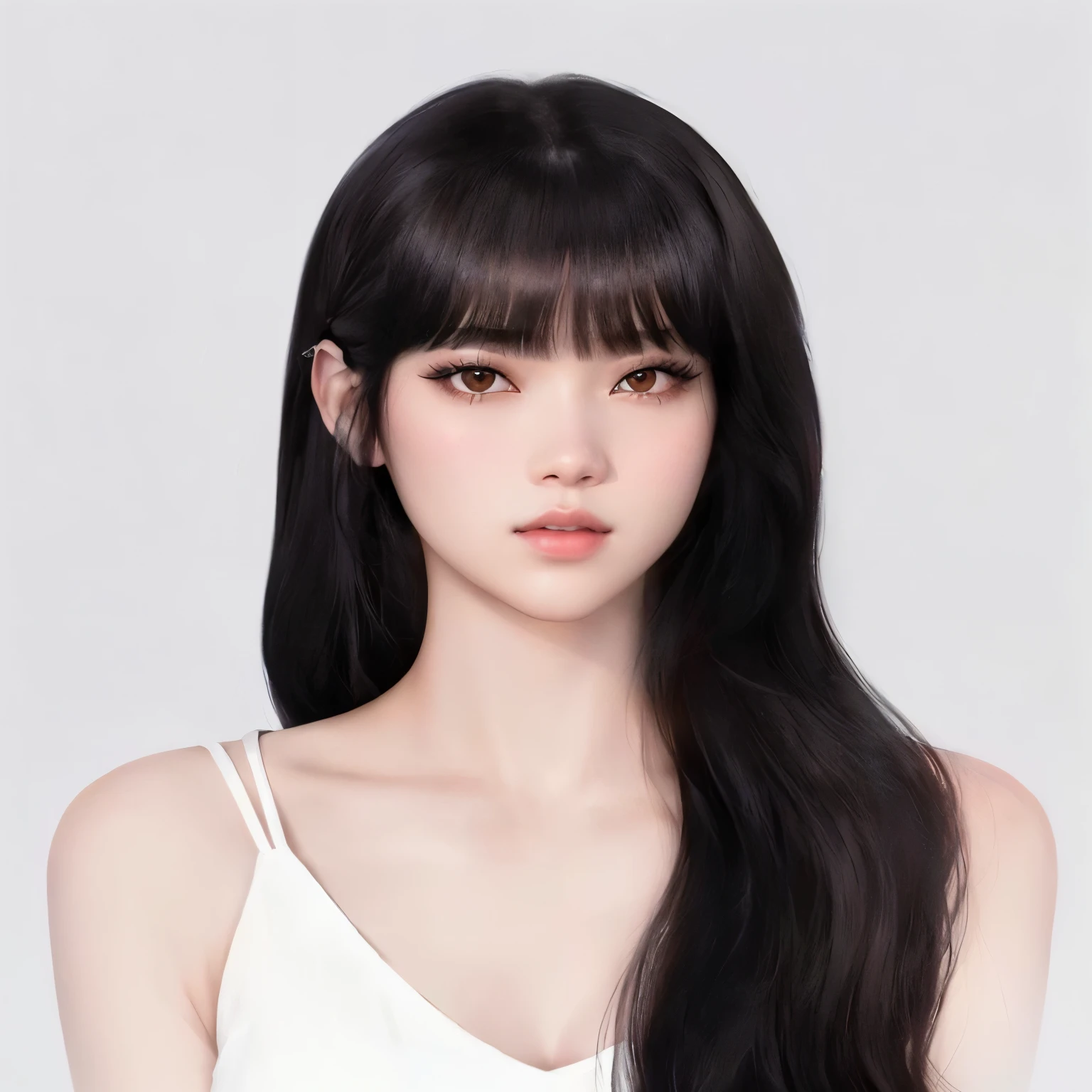Close-up of woman with long black hair wearing a white shirt, Lalisa Manubal, Jinyoung things, she has black hair With explosions, place name, With explosions, Korean female idol image, Picture of Josey from Blackpink, With explosions الكاملة, Lee Ji Yoon, Lee Ji-eun, profile picture, Kim Doyoung