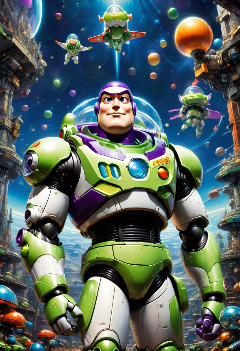 Buzz Lightyear, by Katsuhiro Otomo, best quality, masterpiece, very aesthetic, perfect composition, intricate details, ultra-detailed