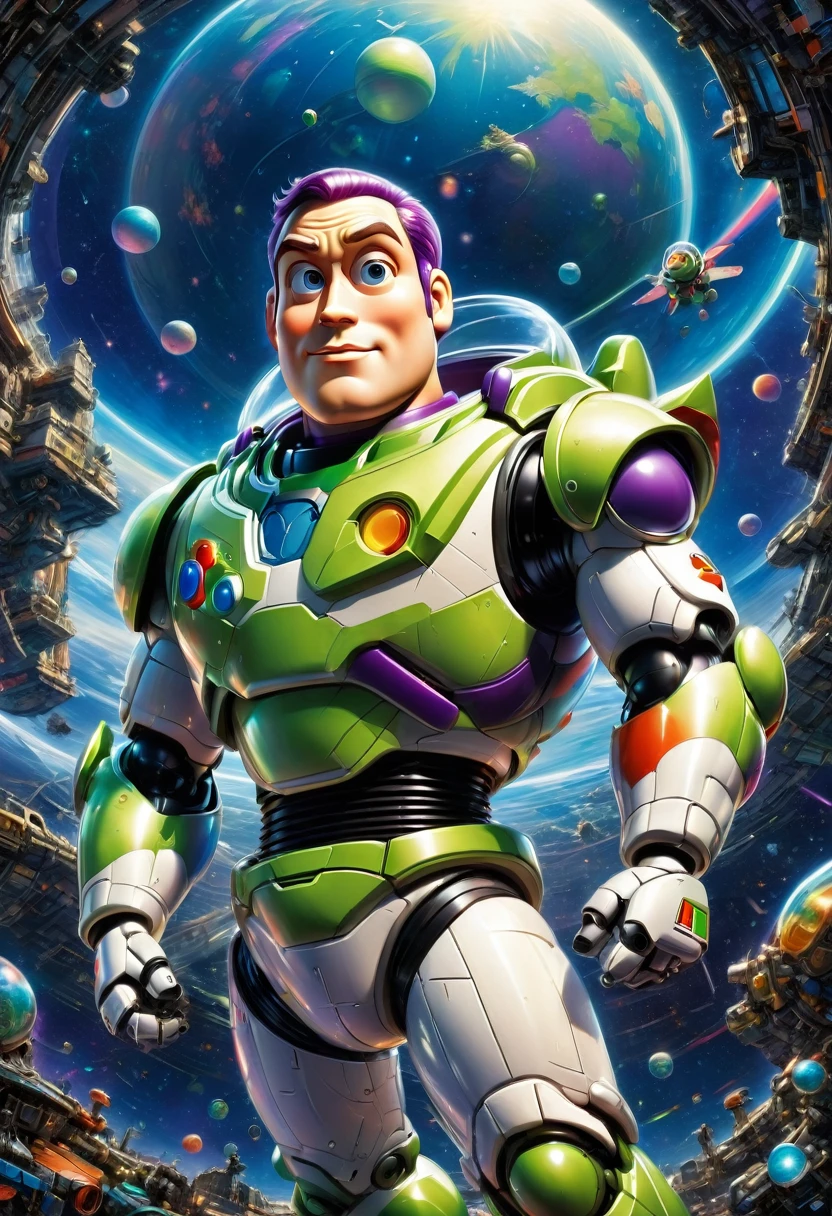Buzz Lightyear, by Katsuhiro Otomo, best quality, masterpiece, very aesthetic, perfect composition, intricate details, ultra-detailed