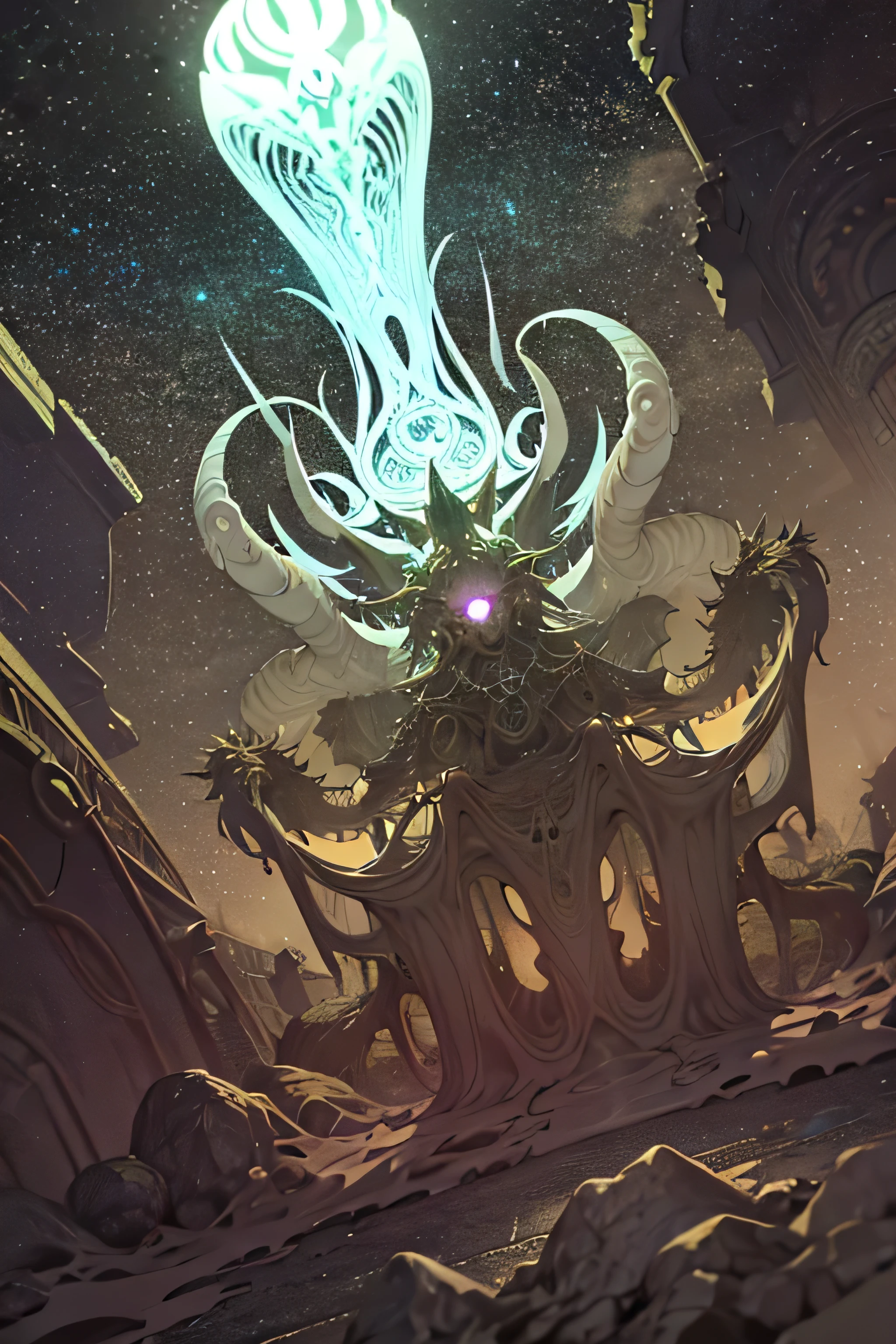 Lovecraftian-looking humanoid ghost that combines the following characters into one
Yog-Sothoth
Void of the stars
Nyarlathotep
Azathoth
Shub-Niggurath