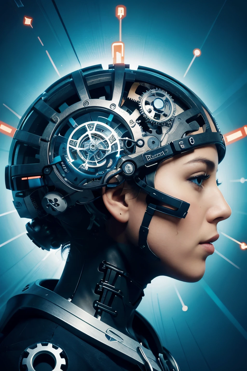 Image description:
- A stylized illustration of a brain with gears and circuits integrated into its structure, symbolizing the fusion of human knowledge and technology.
- The brain is surrounded by a circle, representing the global and inclusive nature of Wikipedia.
- The background is a subtle gradient of blue and white, evoking a sense of trust, reliability, and innovation.
- The image is simple, yet bold and eye-catching, making it perfect for a profile picture.
Remember to use a high-contrast color scheme and a clean design to ensure your profile picture looks great in various sizes and resolutions!