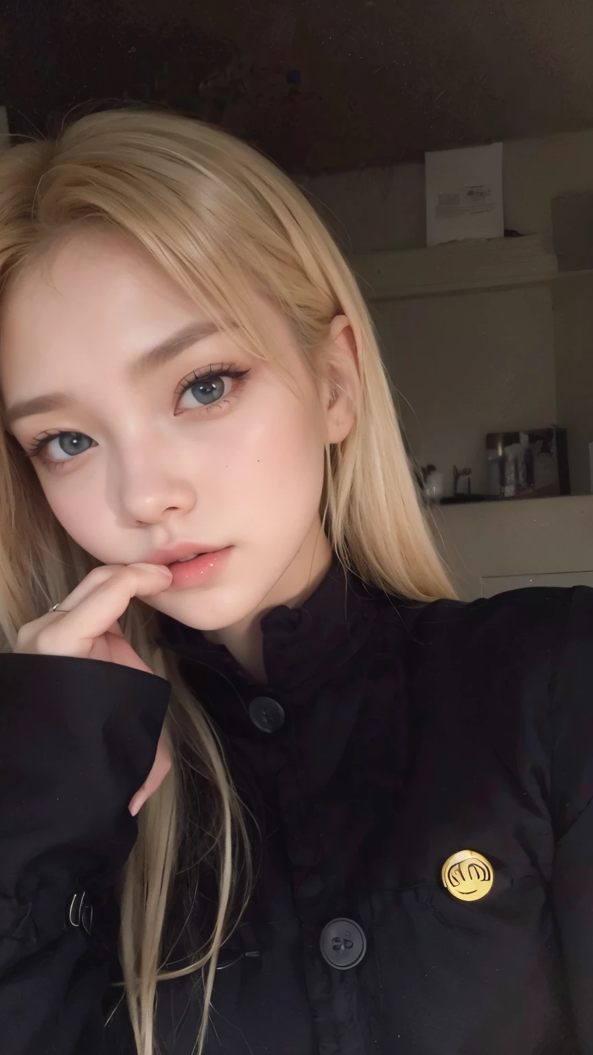 blonde hair, foxy eyes, jennie