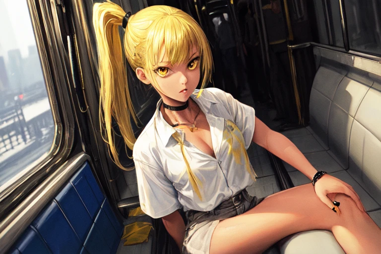 masterpiece, highest quality, One girl, cigarette, Take the train,
Breaking Yellow High Ponytail Breaking Yellow Eyes