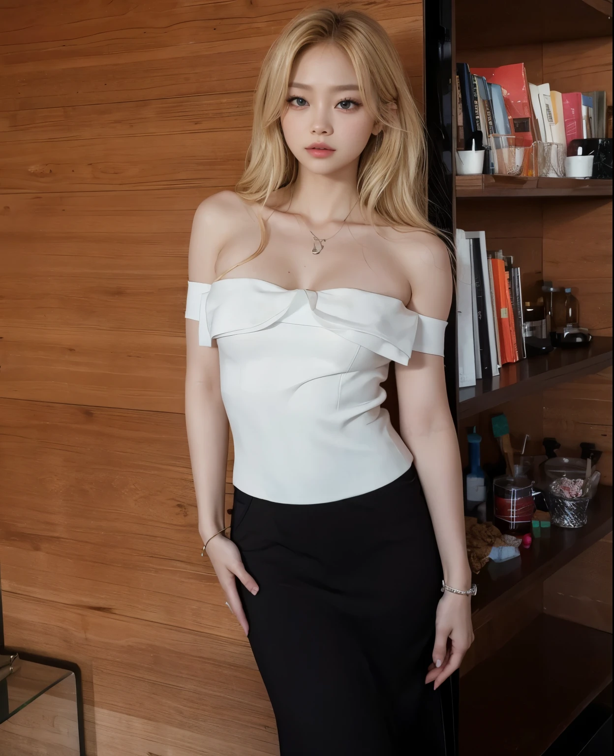 blonde hair, foxy eyes, jennie
