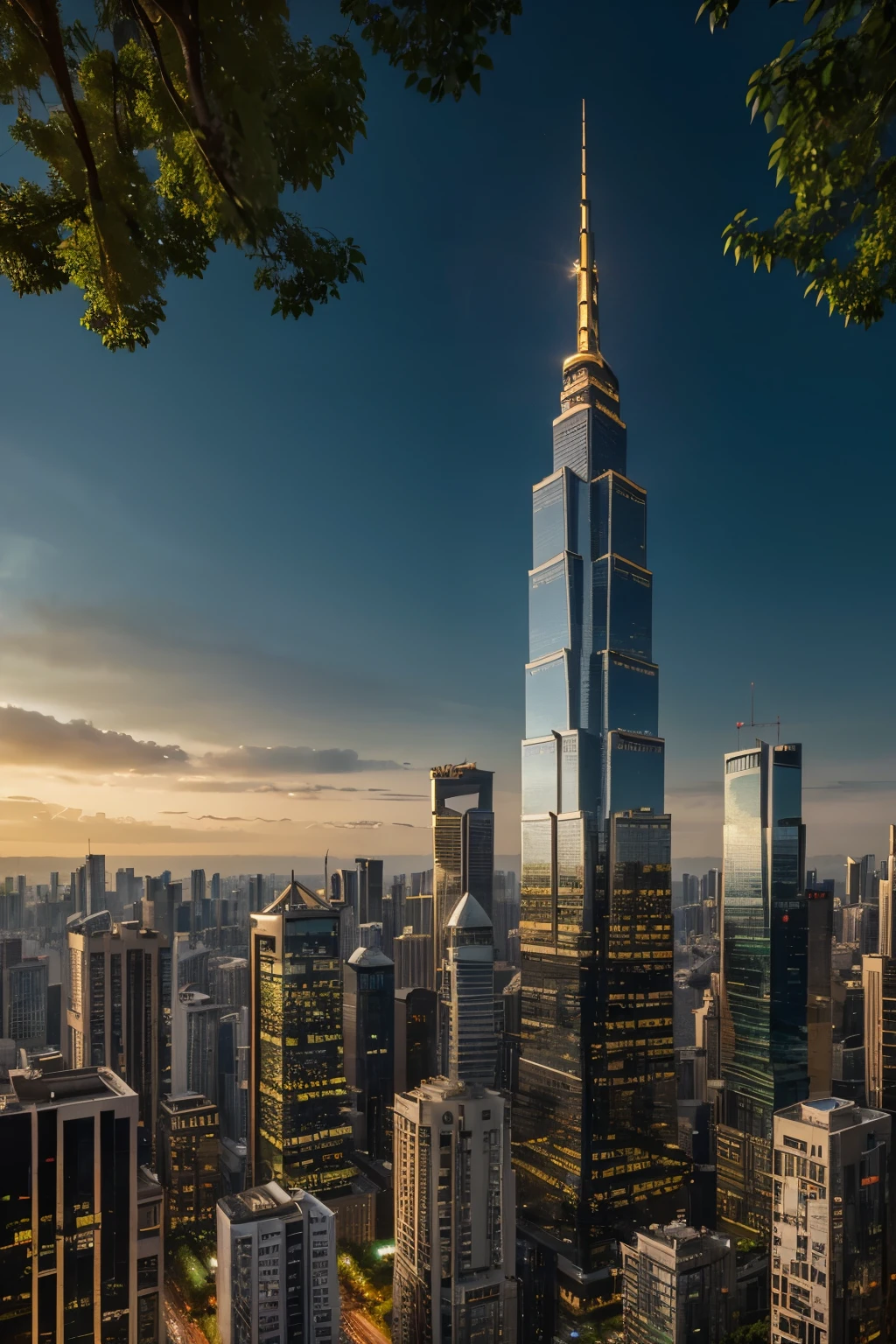 Photo of a metropolitan cityscape, combining the iconic high-rise buildings: Skytree Chengdu Greenland 468, Hangzhou Wangchao Center, Beijing Lize Soho, New York Chrysler Building, and Seattle's TV Tower. This city, named NeoCosmopolis, looks extremely prosperous, highlighted by a myriad of towering skyscrapers that serve as its landmark buildings. The coastline, perhaps the West Lake or the Pacific Ocean, provides a beautiful contrast to the urban metropolis.
(Best quality, Ultra-detailed, Golden ratio, Masterpiece: 1.2)
The cityscape is