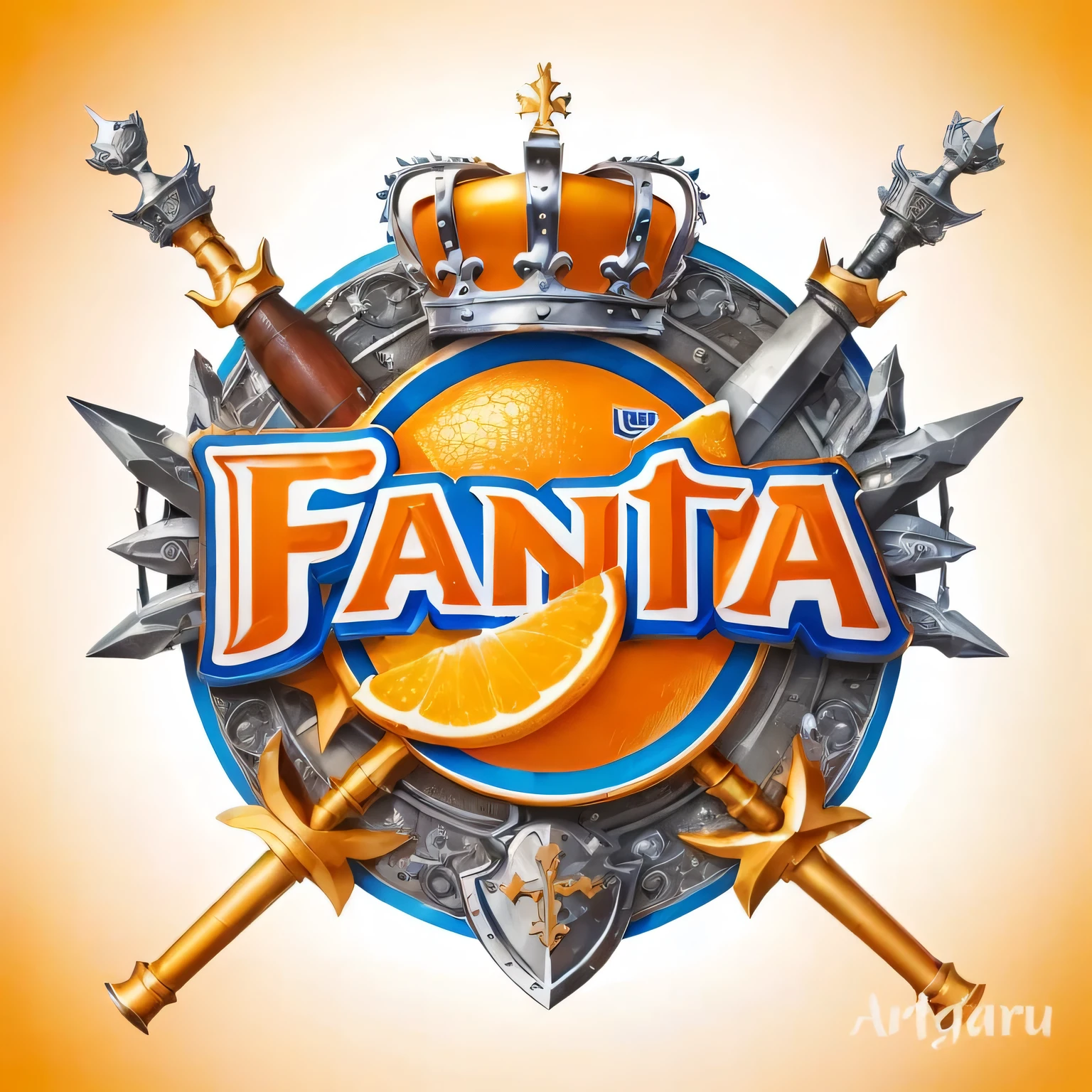 un gros plan d'un logo avec une couronne et des épées, Fantastic works of art, by Francis Zuniga, fanstasy, d'art, official d'art, art fantastique du mdn, couple František Kaván, art officiel, dessin de fan, par Ignatius Zuloaga, art fantastique, epic fantasy card game art, logo du jeu, fantaisie!!! Zoom out the image