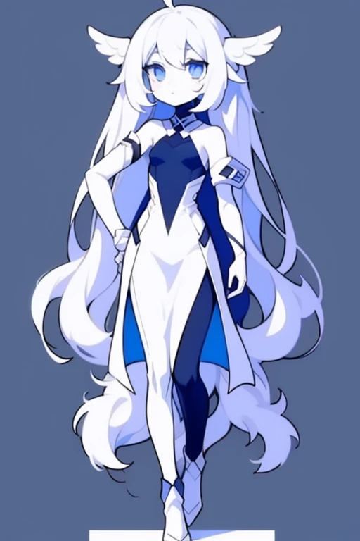 Half-length statue of a girl,k hd,4K,face expressionless,style of anime,sideface,white backgrounid,blue color eyes,white color hair,((full body)),Confused eyes,