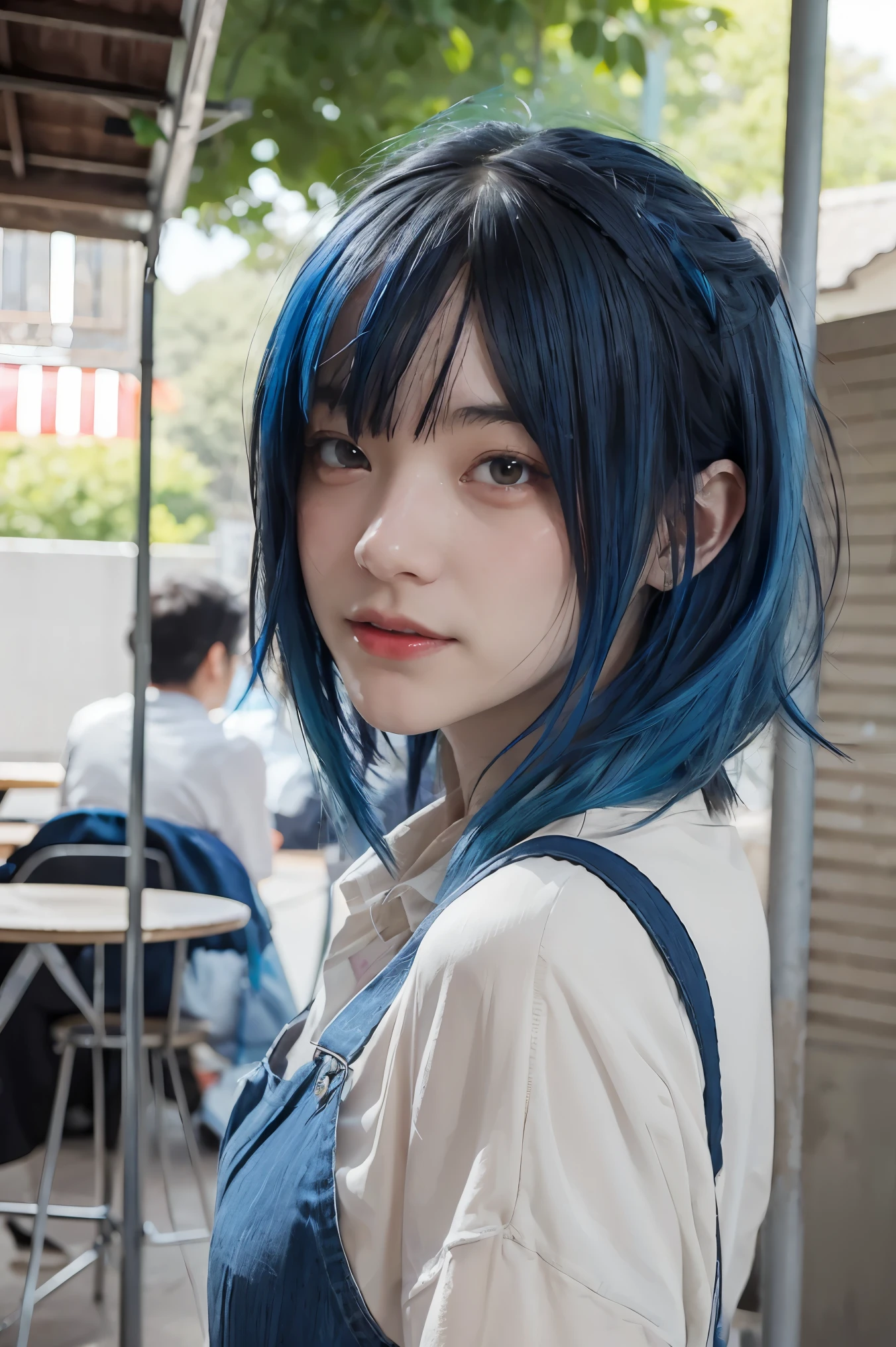 There was a woman with blue hair., Guvez style art, Guvez, beautiful character drawings, Guvez in ArtStation Pixiv, Guvez in Pixiv ArtStation, Amazing anime face pictures, Beautiful digital art, Wlop Rossdraws, Guvez Masterpiece, Detailed digital anime art