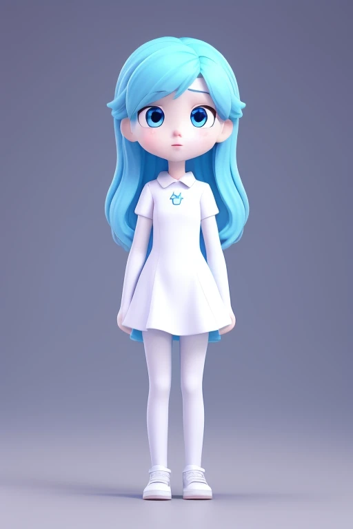 Half-length statue of a girl，k hd，4K，face expressionless，style of anime，sideface，white backgrounid，blue color eyes，white color hair,((full body)),Confused eyes,