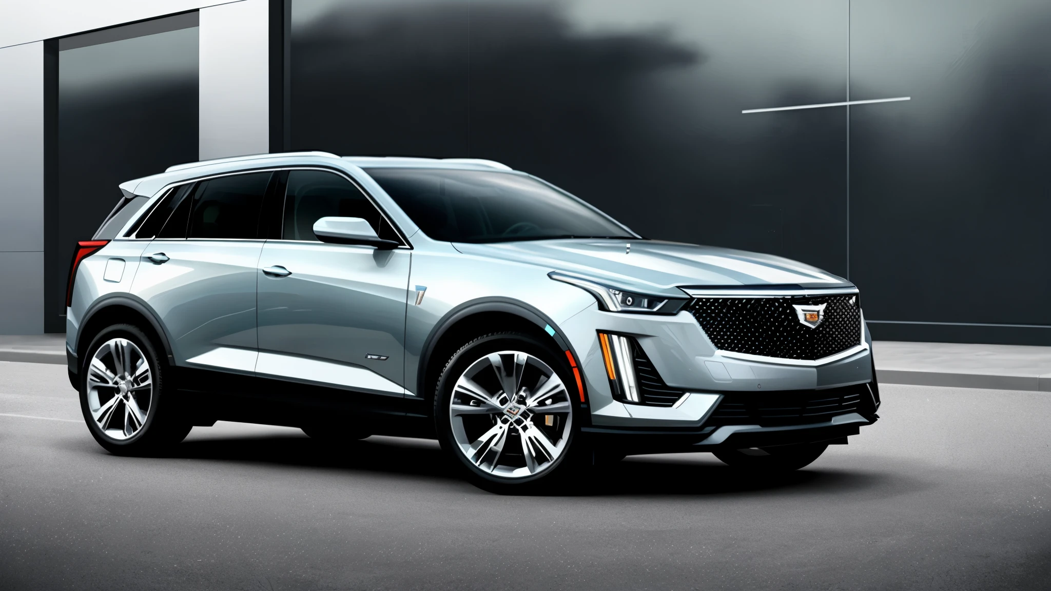 Cadillac pure electric SUV poster，Showing off the vehicle&#39;s sleek, modern design，并融入了暗示先进技术和Innovation的元素。The overall feeling is science fiction，展示了车辆在充满Dynamic and cutting-edge的环境中，Backgrounds may include futuristic cityscapes or abstract technological elements，Futuristic design，Pure electric power，High-tech interface，Dynamic and cutting-edge，Luxury experience，Innovation，sci-fi cityscape，Abstract technology elements，Dynamic display，Modern