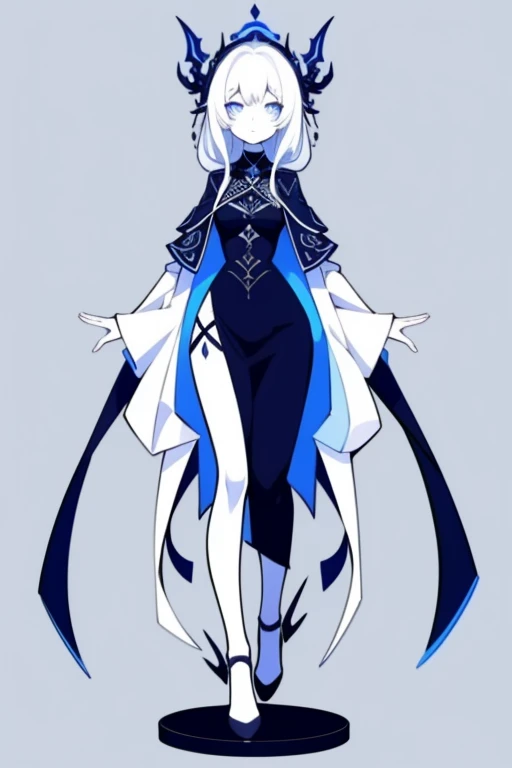 Half-length statue of a girl,k hd,4K,face expressionless,style of anime,sideface,white backgrounid,blue color eyes,white color hair,((full body)),Confused eyes,(default character)SD character,
