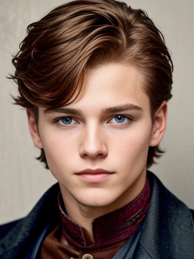 a handsome young Abrahamsson on characters face, photo with color.