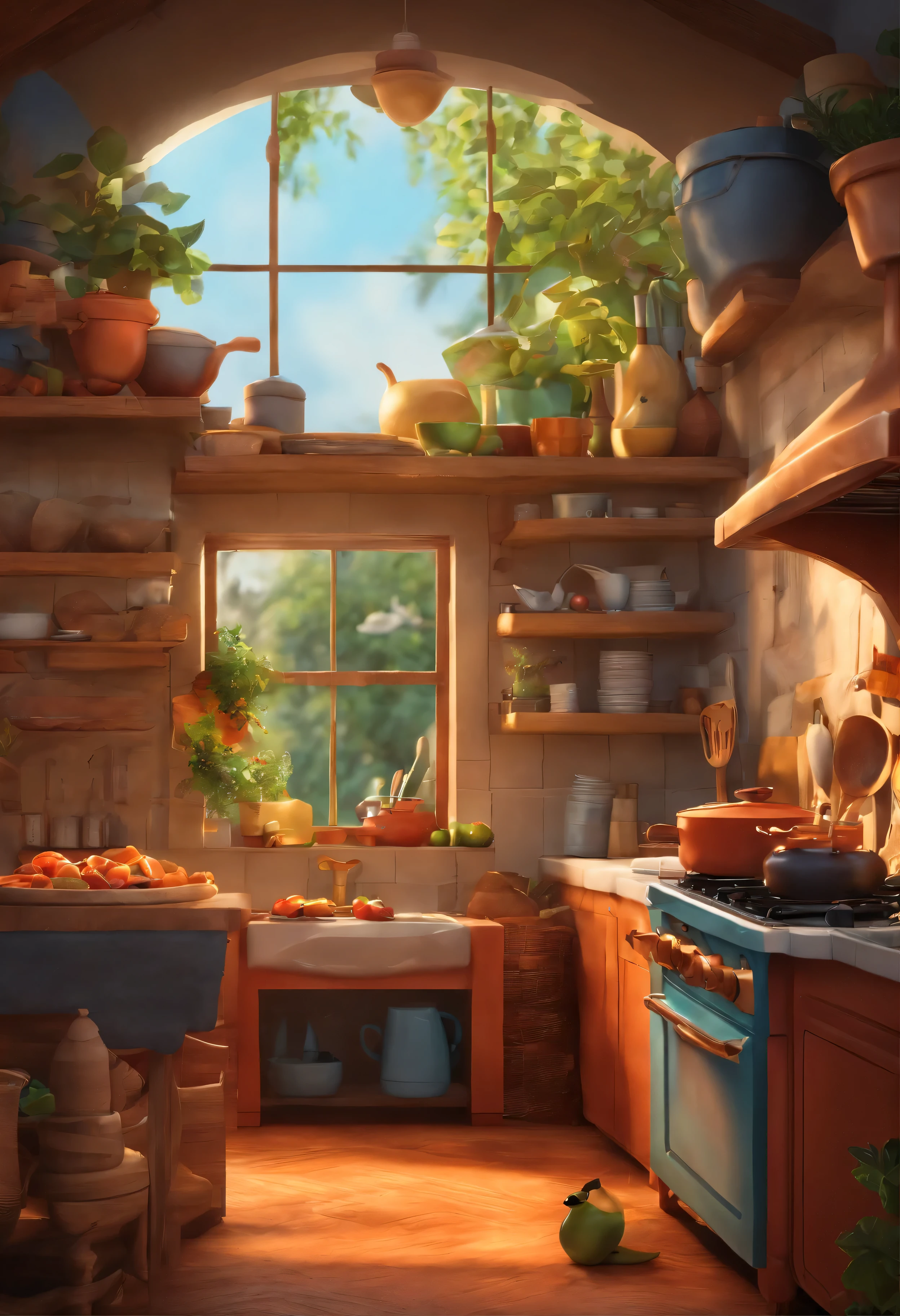 Imagem desenho da pixar rapaz com topete e com doma de cozinheiro, alegre,3D com cavanhaque claro, alegre, trabalhador