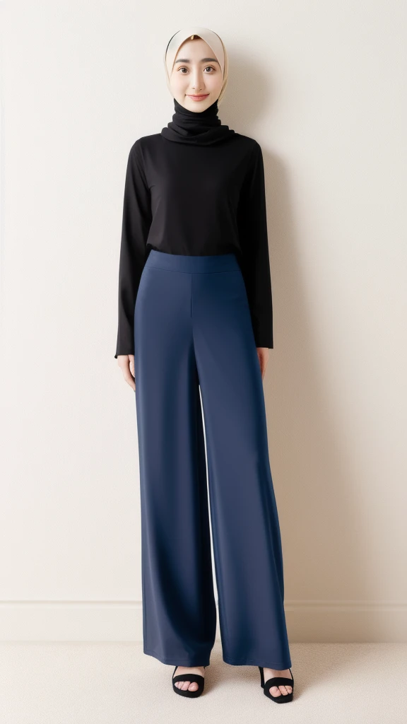 Hijab female turtleneck & palazzo pants heel