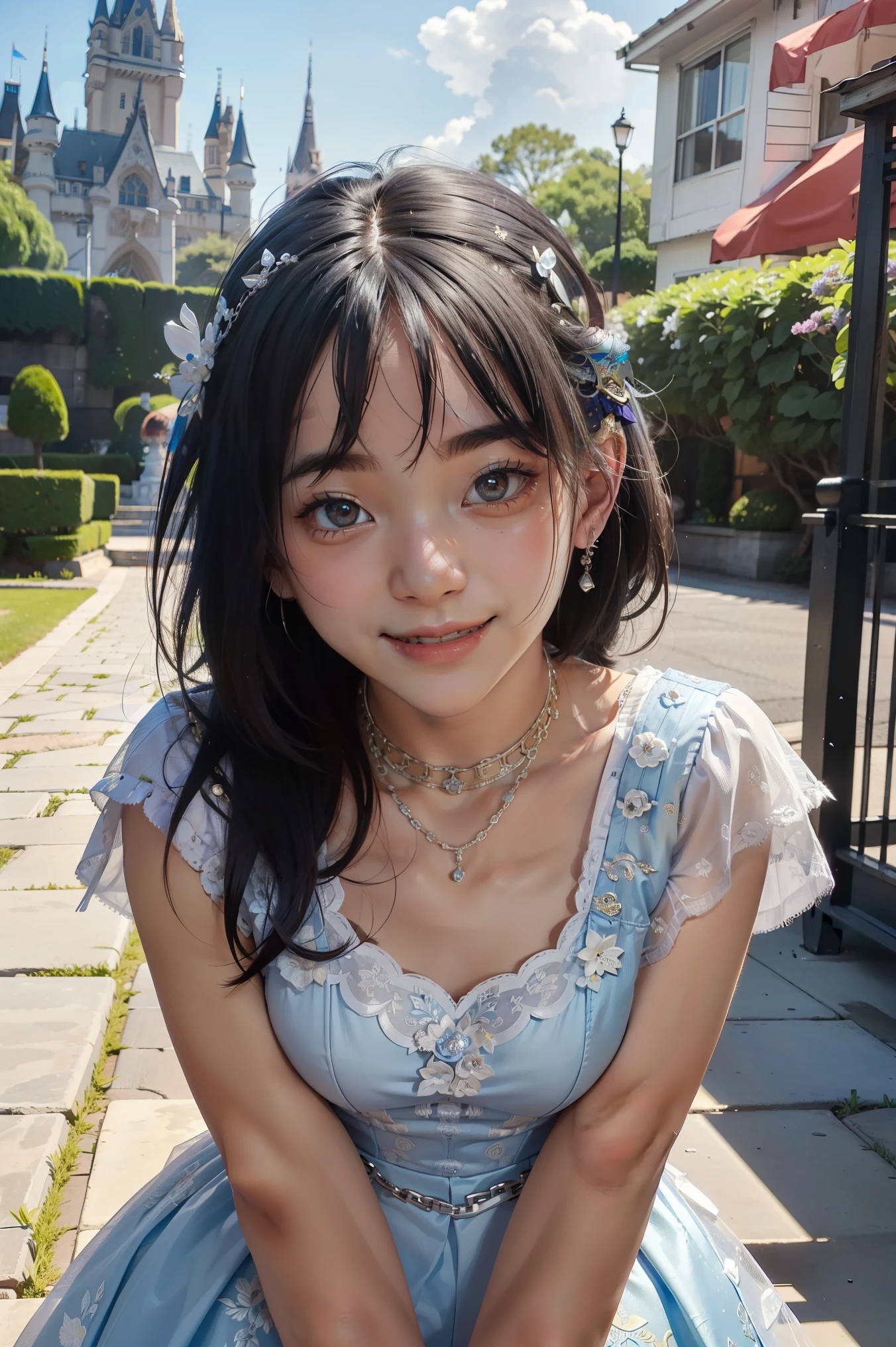 (((Medium shot))), pair, (man and woman), two people, Outside the castle, competition, playful, playful, sweet, be happy, smile, armor, chain letter, armor, be happy, Beautiful eyes, playful, Surrealism, throw, Romantic, movie light, 8ก, UHD, Masterpiece, correct, correctตามหลักกายวิภาคศาสตร์, textured skin, Highly detailed, High quality, high resolution, won, best quality, 16k, Bad body, bad hands, Bad legs.