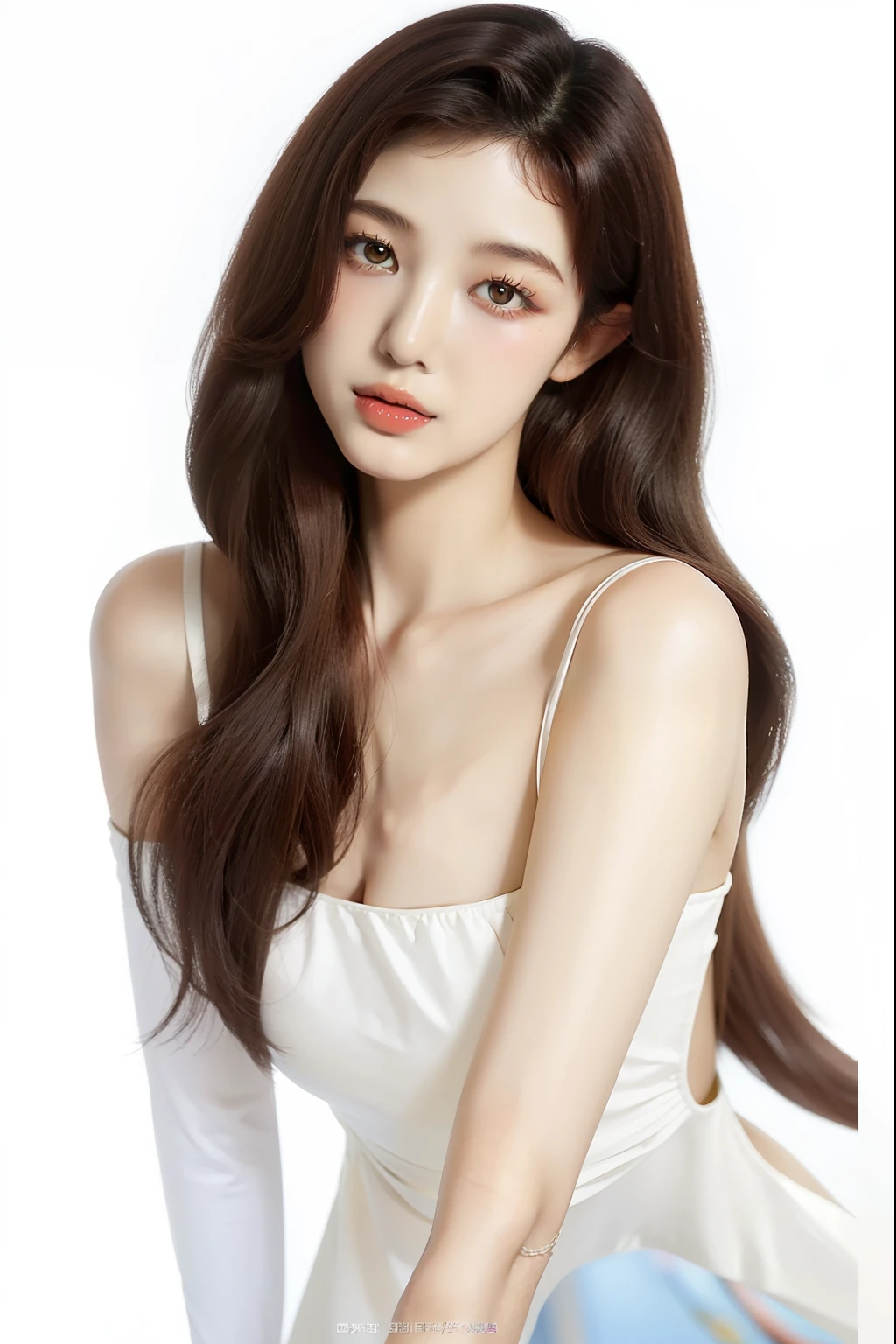 Close-up of a woman wearing a white dress posing for a photo, Gorgeous young Korean woman, Beautiful young Korean woman, Beautiful Korean woman, Urzan, jinyoung shin, Cui Xianhua, Minami Zaiwa, asian girl long hair, Korean female fashion model, korean girl, Li Zhien, Li Zhien, long hair