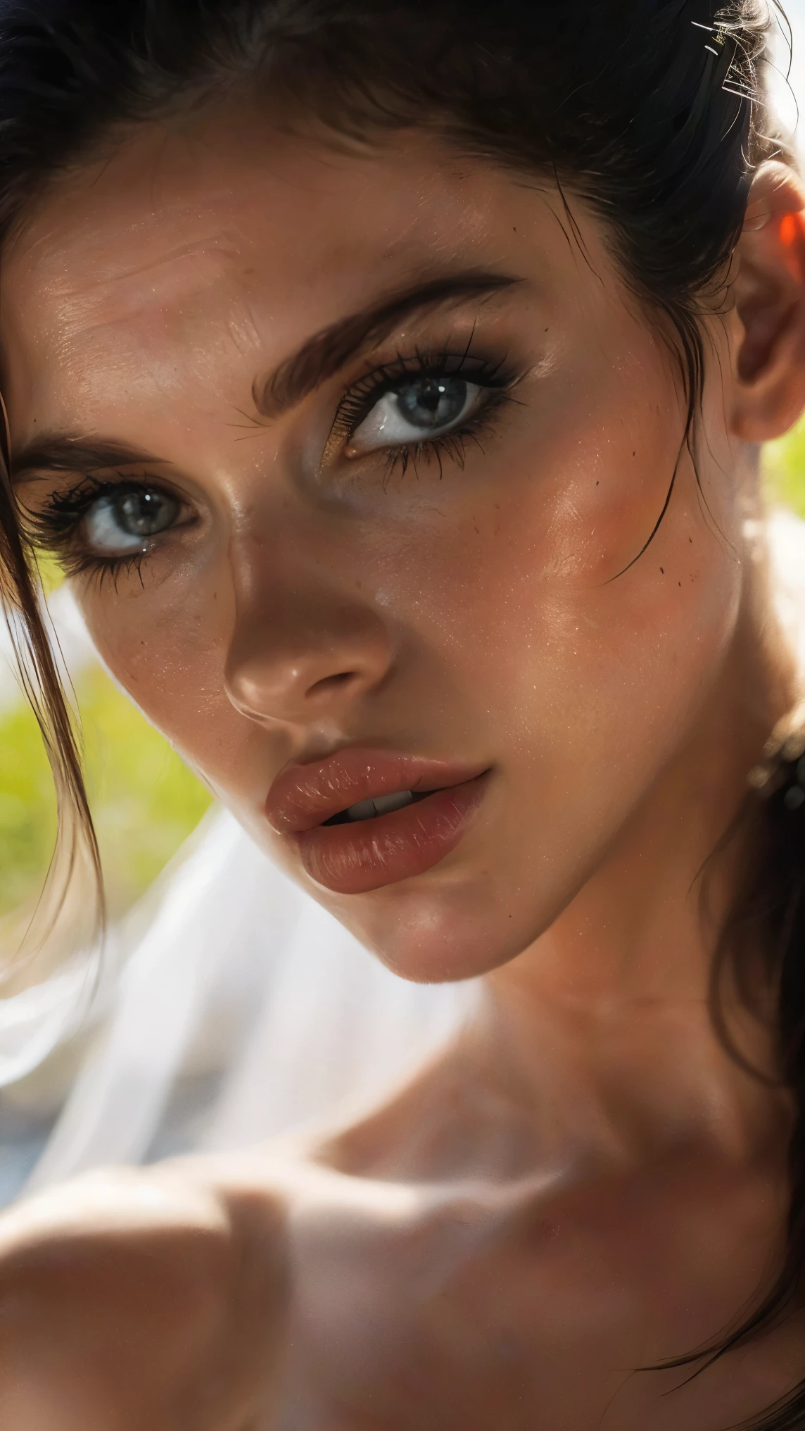 (((ultra realistic))) foto, Obra de arte, Maximum quality, (pale skin), (rosto e olhos ultra detalhados:1.3), 1 garota, adulto, em uma camiseta, (Maquiagem dos olhos, mascara) , ((Detailed big lips)), ((cabelo escuro ondulado)), ((Chyolka)) , ((seios naturais)). ((posando)), photoshoot, studio ((luz de contorno)), (O jogo de luz e sombras), profundidade de campo, Bokeh, (special attention to skin details: 1.2), (Atmosfera escura do quadro, esquema de cores escuras), ((retrato, close up camera top view)) , ultra detalhado, 