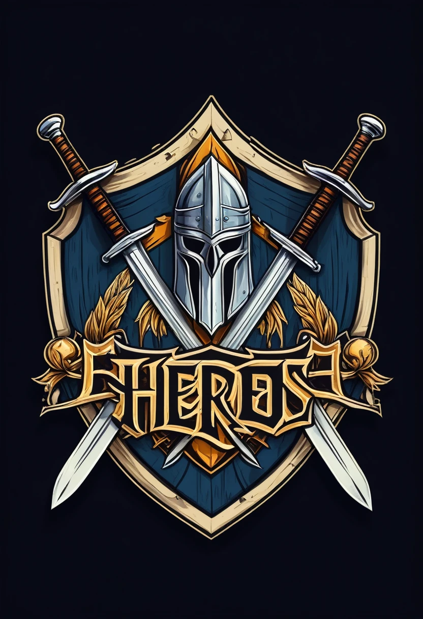 A gaming team logo with a medieval beer and swords signed heroes
