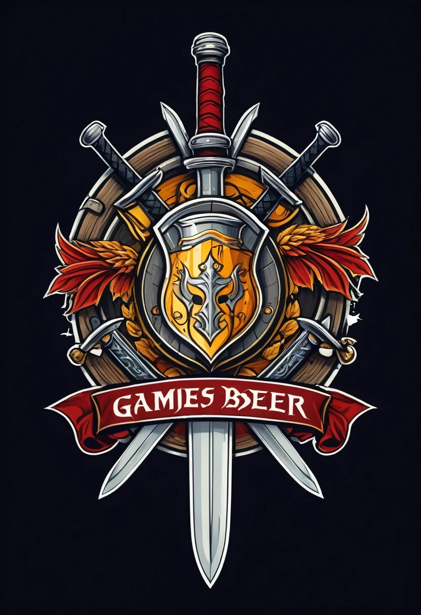 A gaming team logo with a medieval beer and swords signed heroes