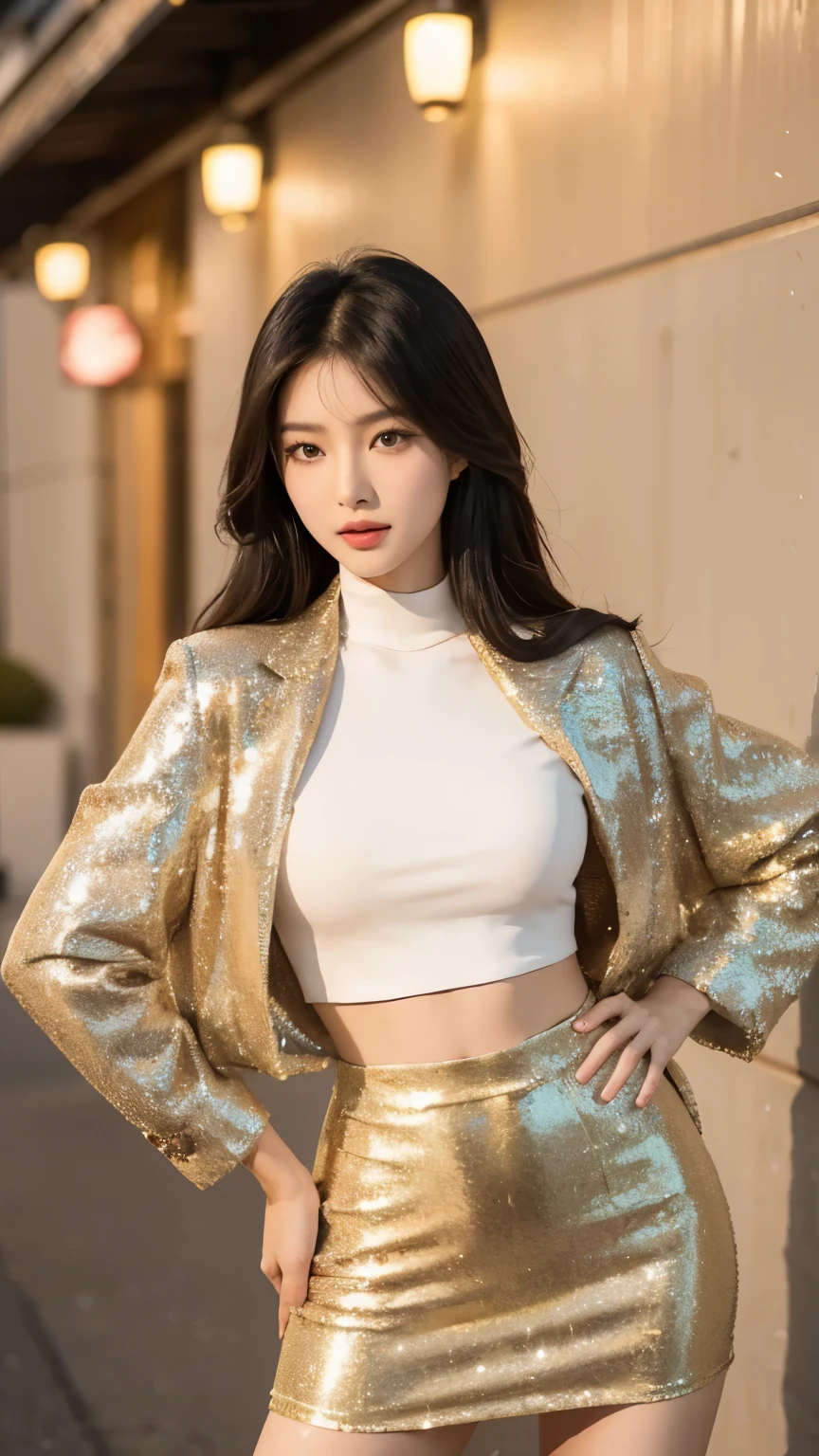 arafed asian woman in a sequinned skirt posing for a picture, asian girl, a young asian woman, wearing an elegant outfit, elegant fashion model, beautiful asian girl, beautiful young asian woman, beautiful asian woman, beautiful model girl, gorgeous young korean woman, beautiful girl model, an asian woman, attractive girl, asian woman, gorgeous young model