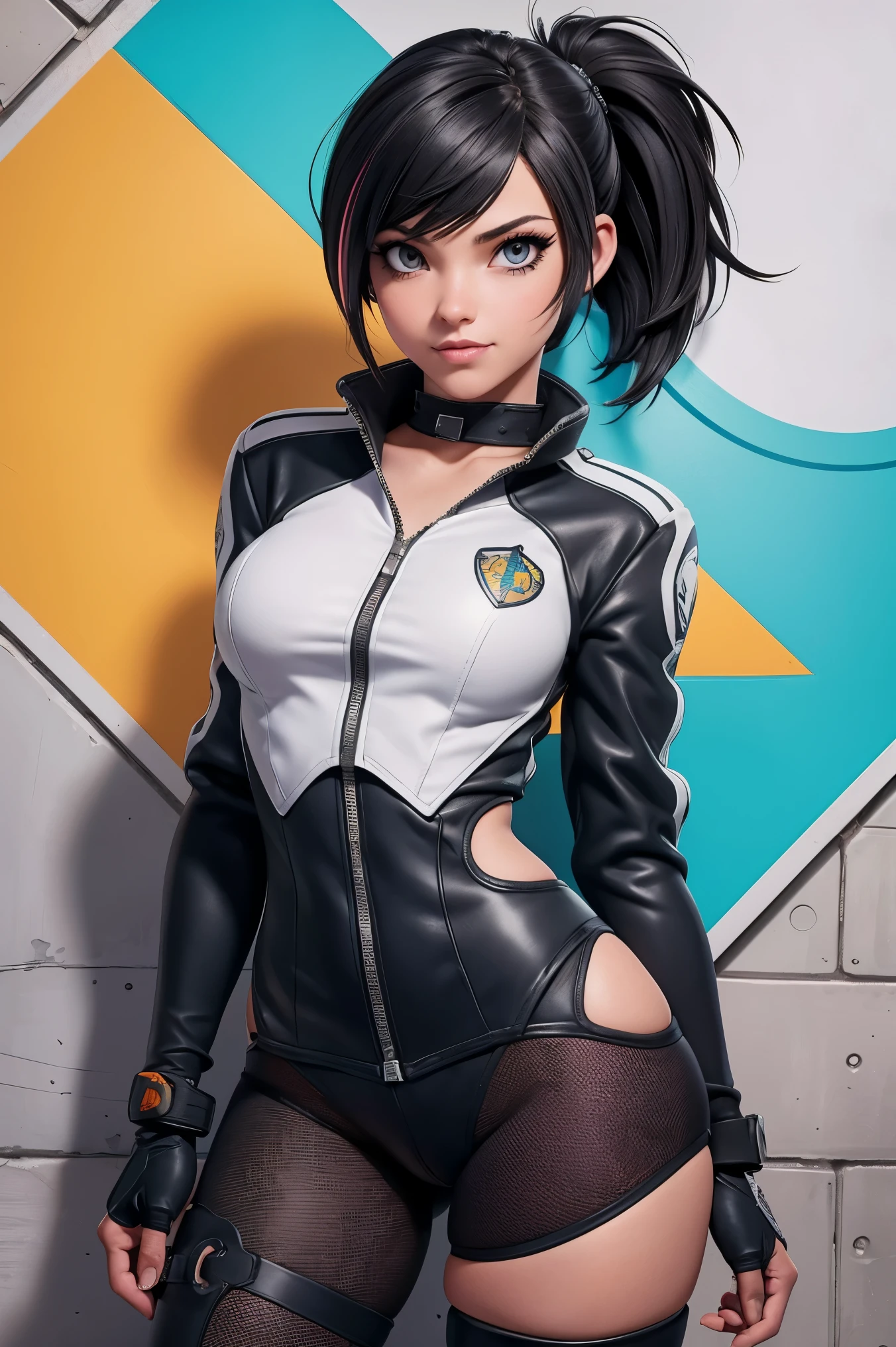 One girl, jumpsuit, big ass, perfect breast, slim, cute, sexy, very detailed, exquisite lighting and composition, , 8k, sharp, highly detailed, high resolution, looking back