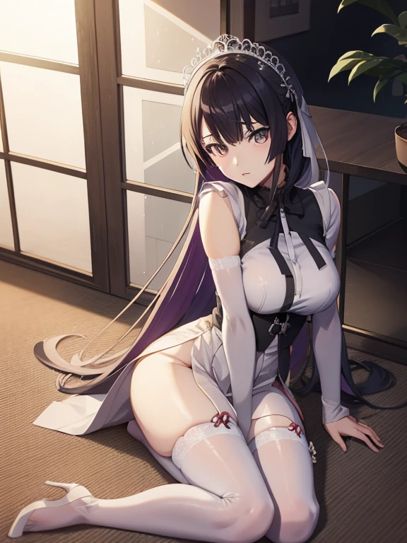 chica anime sentada en un banco con las piernas cruzadas, an anime drawing inspired by Munakata Shikō, pixiv, arte autodestructivo, chica anime seductora, yandere. alto, visual anime de una linda chica, ilya kuvshinov con pelo largo, hermosa chica de secundaria anime, suave anime cg art, anime moe art style