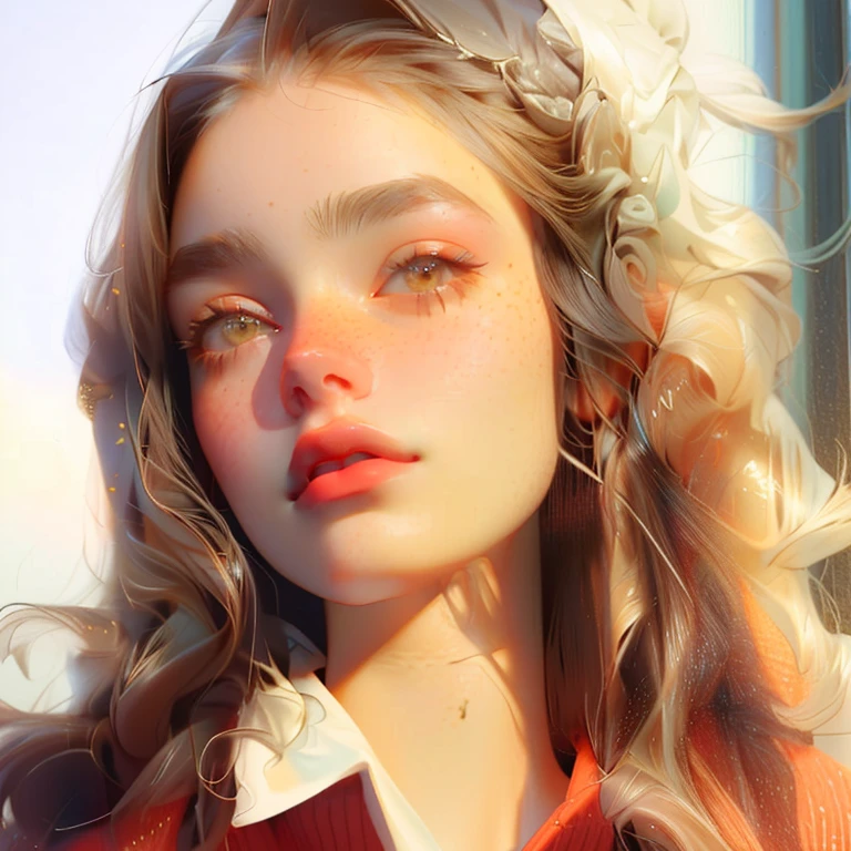 (Obra Prima, Melhor Qualidade, 4K, Realista), Litografia realista, Woman with long hair and a red sweater posing for a photo, de 19 anos, imagem de perfil, foto de perfil, portait photo imagem de perfilture, 1 6 anos, 18 anos de idade, ela tem um rosto fofo, she is about 1 6 anos, garota jovem e fofa, namorada russa, Dasha Taran, imagem de perfil
