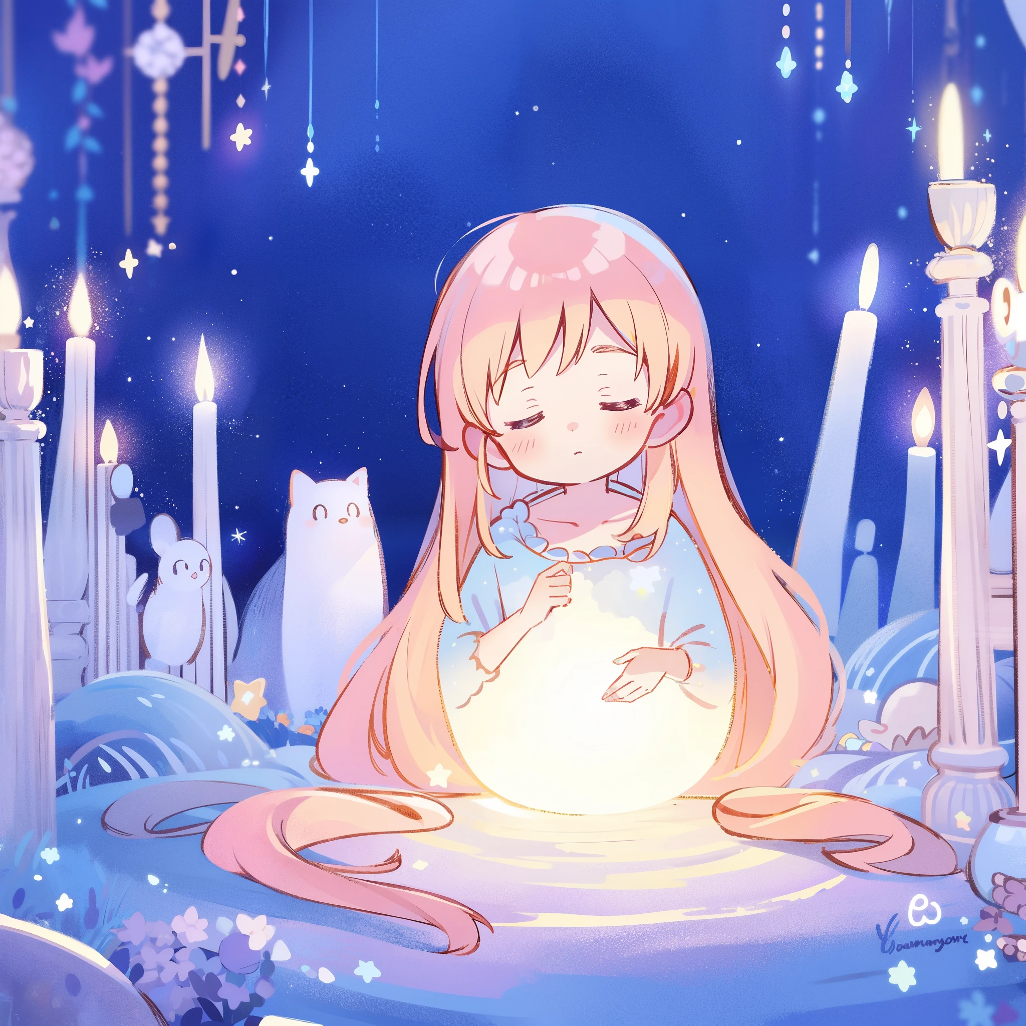 complex background, wishing star background, a woman wearing an ethereal mystical pink translucent dress that reflects the stars, dreamy, peaceful, serene composition, glowing stars, glowing, perfume promo art, mystic, complex drawing, highly detailed, Covergirl brand, promo art, artistic rendition, ethereal, starry night, midjourney style