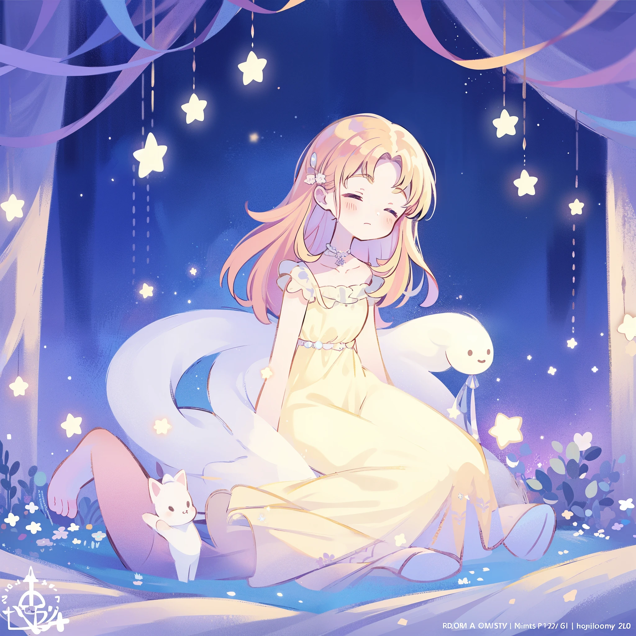 complex background, wishing star background, a woman wearing an ethereal mystical pink translucent dress that reflects the stars, dreamy, peaceful, serene composition, glowing stars, glowing, perfume promo art, mystic, complex drawing, highly detailed, Covergirl brand, promo art, artistic rendition, ethereal, starry night, midjourney style