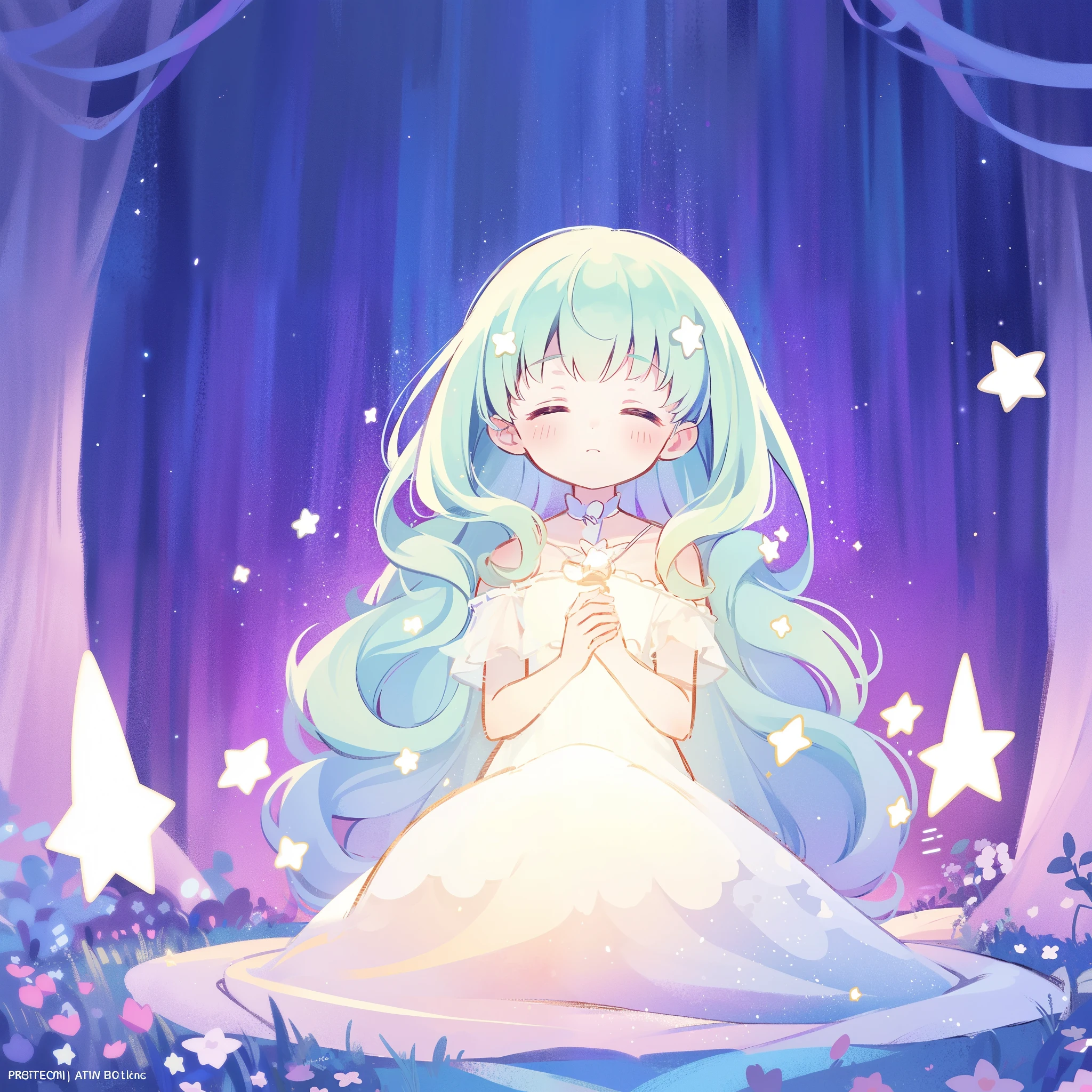 complex background, wishing star background, a woman wearing an ethereal mystical pink translucent dress that reflects the stars, dreamy, peaceful, serene composition, glowing stars, glowing, perfume promo art, mystic, complex drawing, highly detailed, Covergirl brand, promo art, artistic rendition, ethereal, starry night, midjourney style